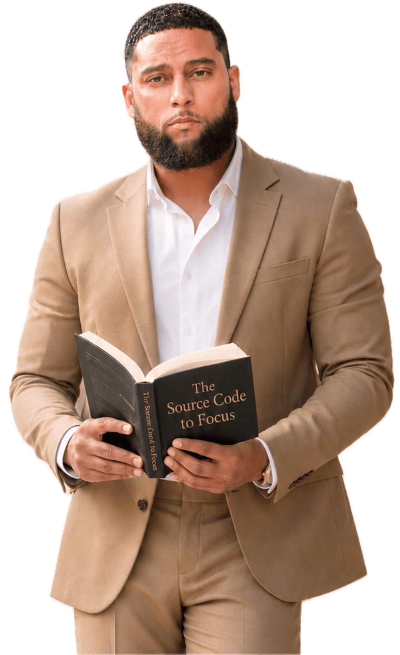 Francisco Nunez holding The Source Code to Focus